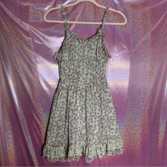 Tripp NYC Daang Goodman Chiffon Lace Tie Back Skull Frilly Layered Sun Dress y2k - Picture 2 of 10